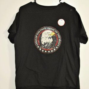 Patriotic “Land of the Free” Black Tee Shirt - Medium